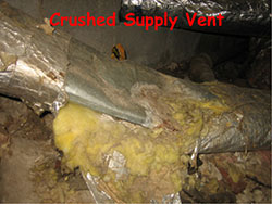 heater repair furnace repair central gas furnace repair. Asbestos air ducts crushed. Heating and air conditioning ducts.